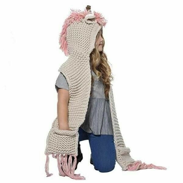 KNITTED UNICORN HATS WITH SCARF SET WINTER WINDPROOF