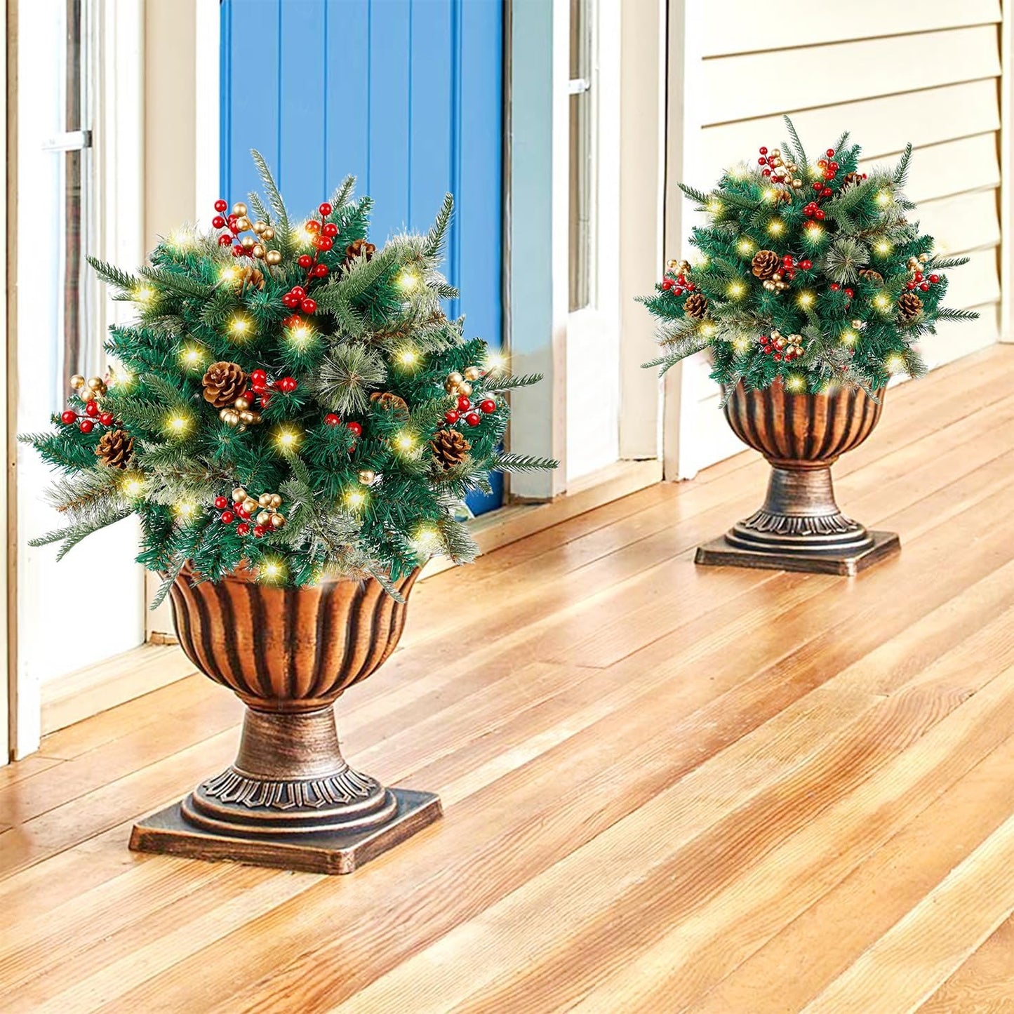 pre-lit artificial christmas tree feel real urn filler