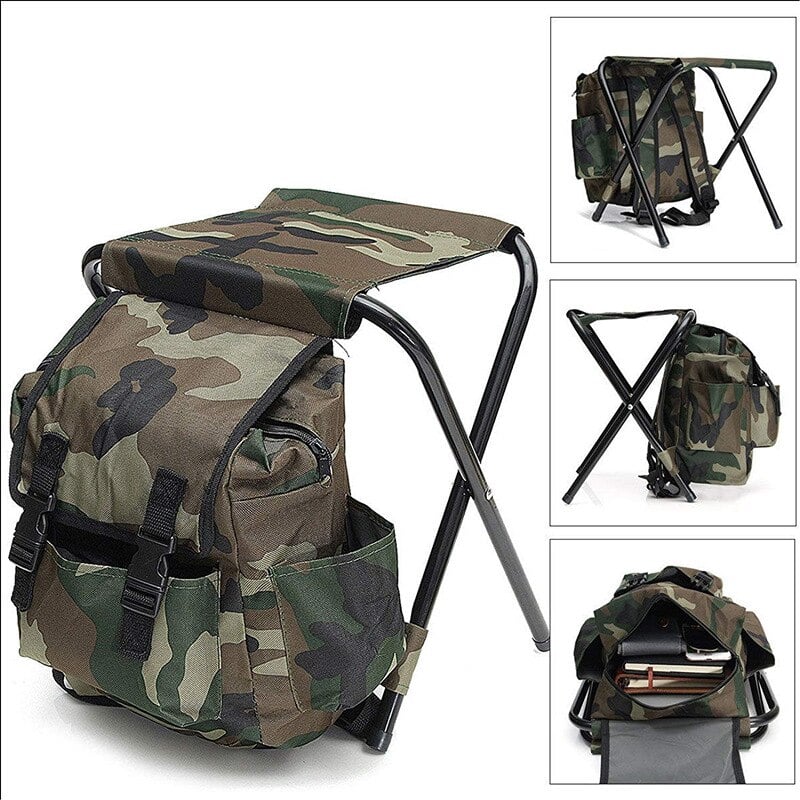 💖Father's Day Hot Sale💖Folding Camping Chair Stool Backpack with Cooler Insulated Picnic Bag