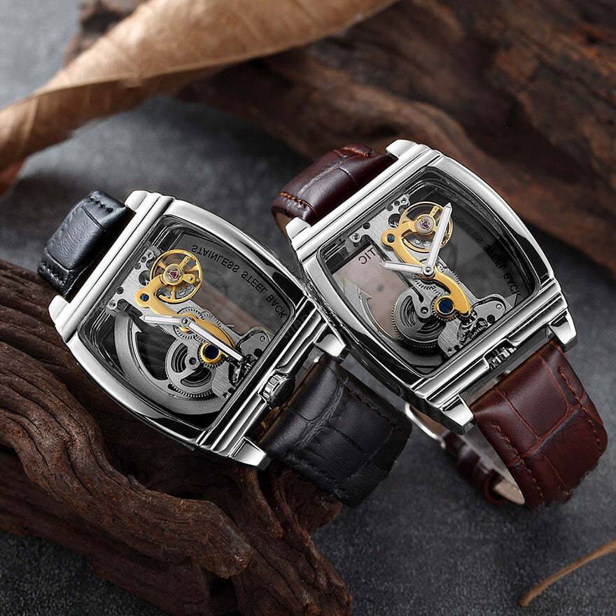 Transparent Automatic Mechanical Steampunk Skull Luxury Gear Watch