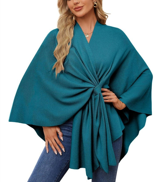 Elegant Shawl Wraps Soft Open Front Poncho Sweater