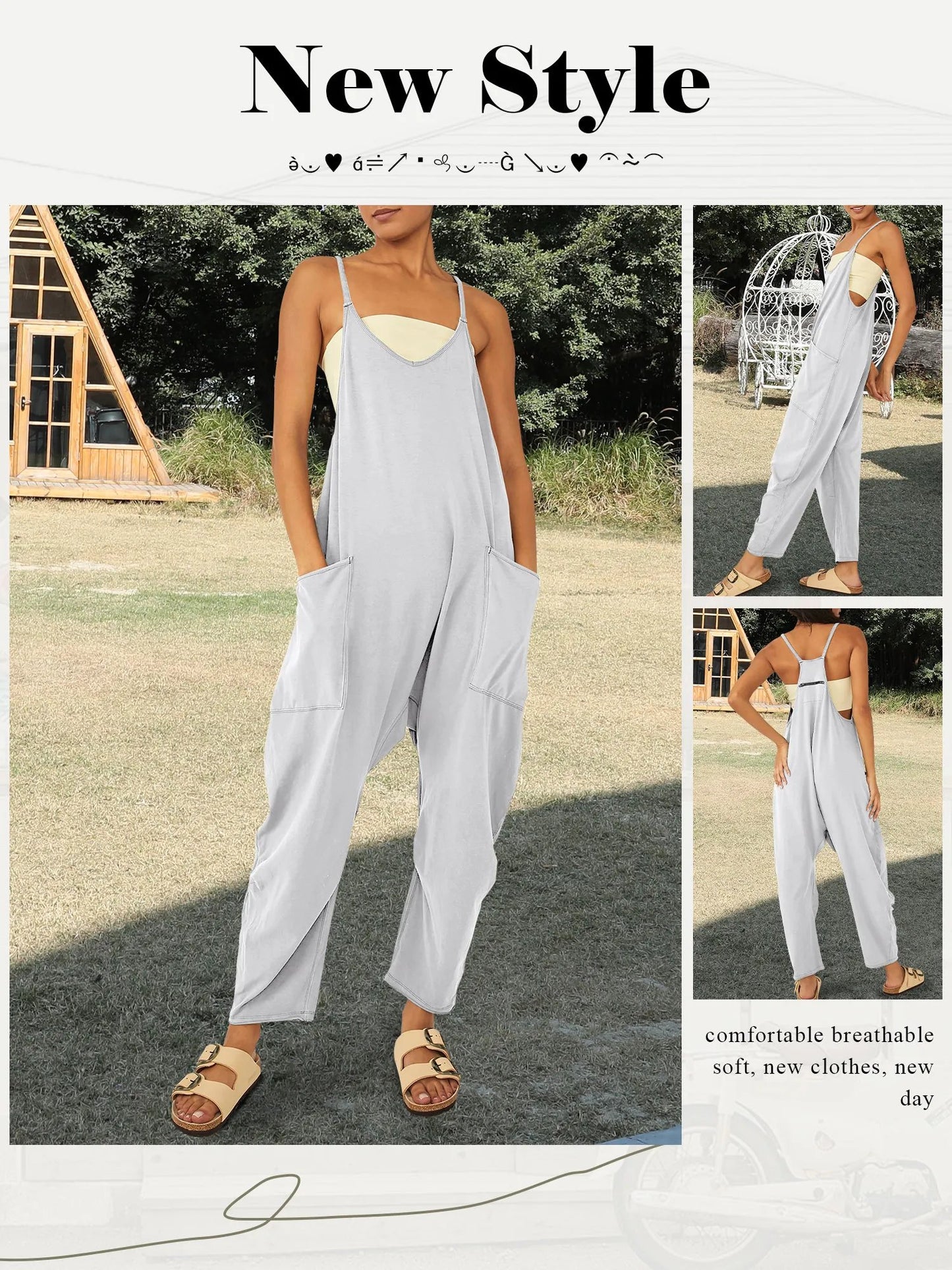 Womens Casual Wide Leg Jumpsuit