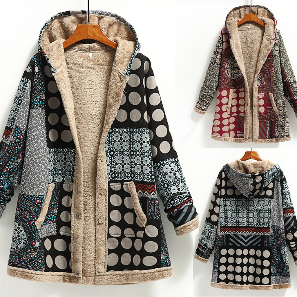 Hooded Wool Vintage Women's Jacket