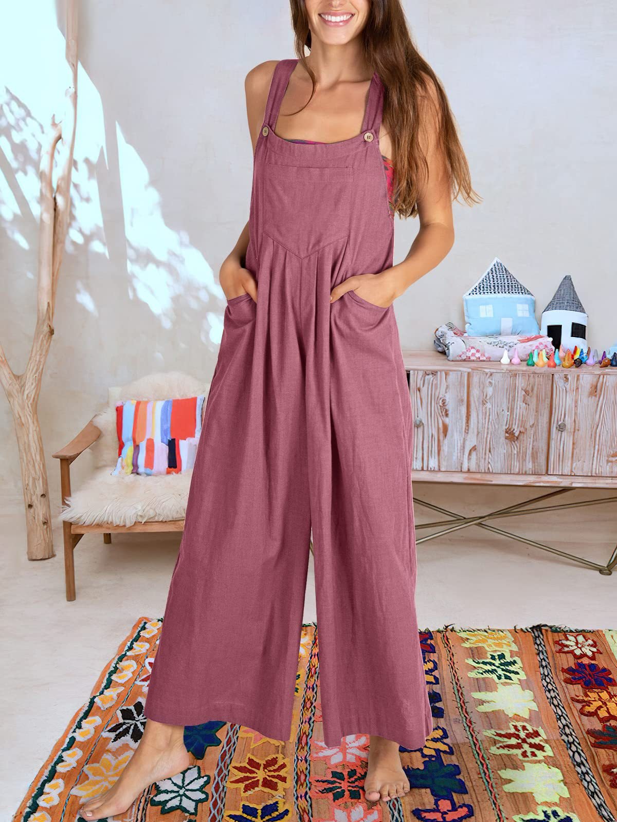 Plus Size Wide Leg Overalls Jumpsuit (Buy 2 Free Shipping)