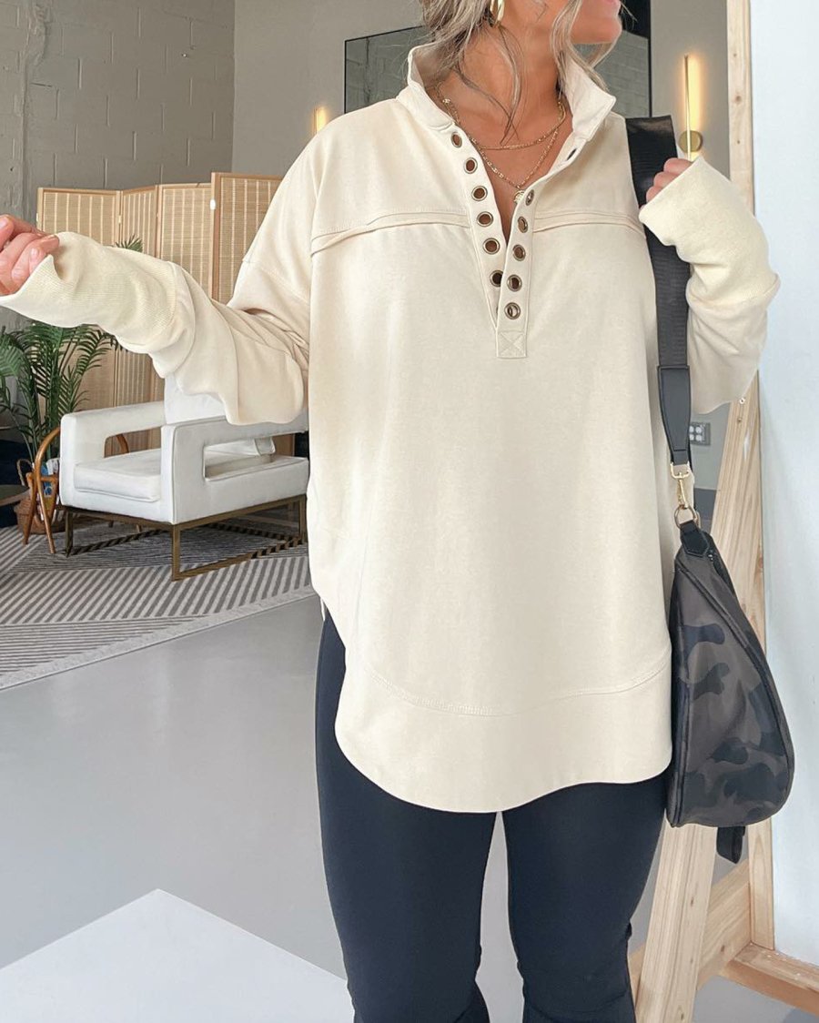 HALF NECK THUMBHOLE CUFF PULLOVER SWEATSHIRT (BUY 2 FREE SHIPPING)