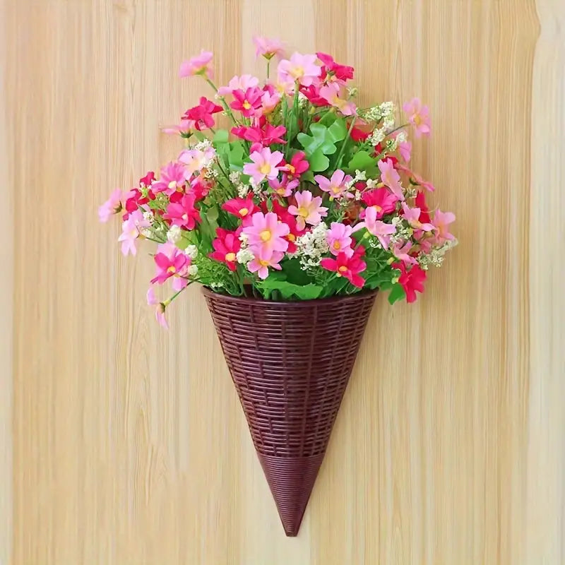 Imitation Rattan Woven Wall Hanging Triangular Flower Basket