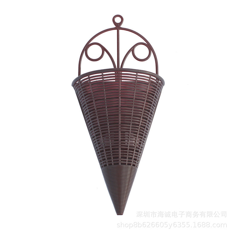 Imitation Rattan Woven Wall Hanging Triangular Flower Basket