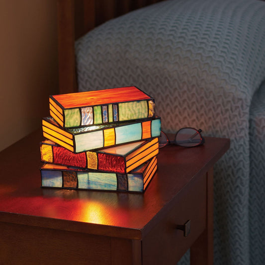 Stained glass book stacking lamp with strong reading atmosphere