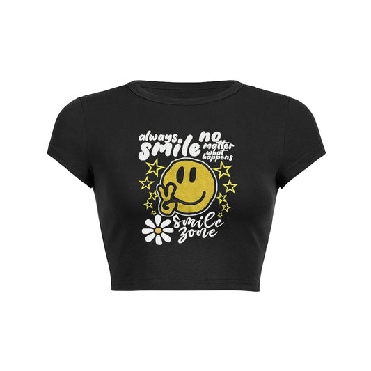 Always smile no matter what happens floral graphic print Baby Tee