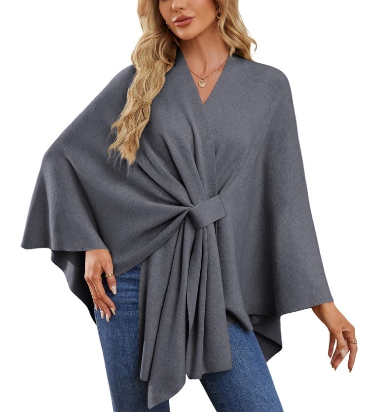 Elegant Shawl Wraps Soft Open Front Poncho Sweater