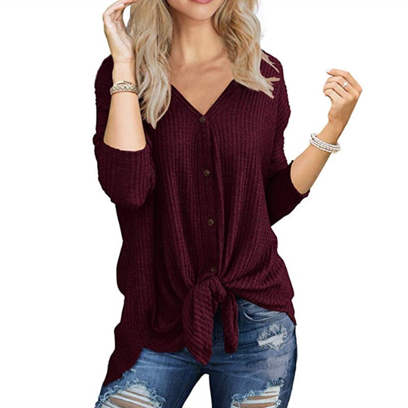 Women's Waffle Knit Tunic Blouse