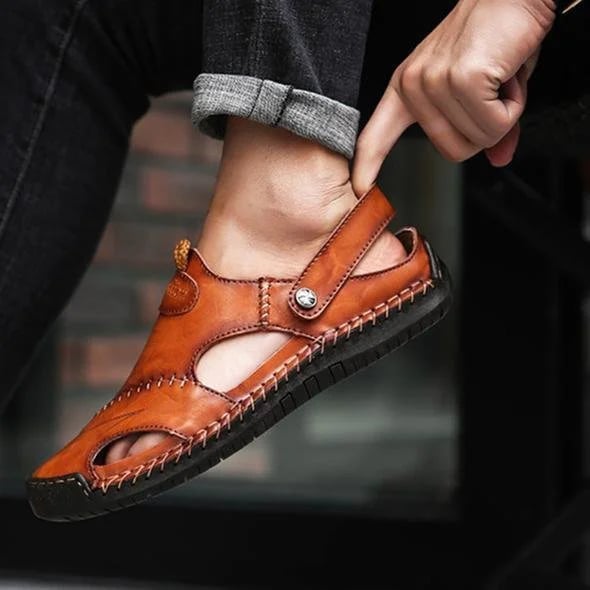 Last day 49% OFF💥Large Size Soft Leather Men's Breathable Outdoor Sandals