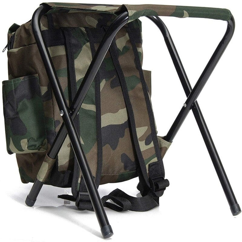 💖Father's Day Hot Sale💖Folding Camping Chair Stool Backpack with Cooler Insulated Picnic Bag