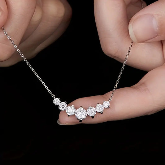 Artificial Silver Moissanite Exquisite Temperament Necklace