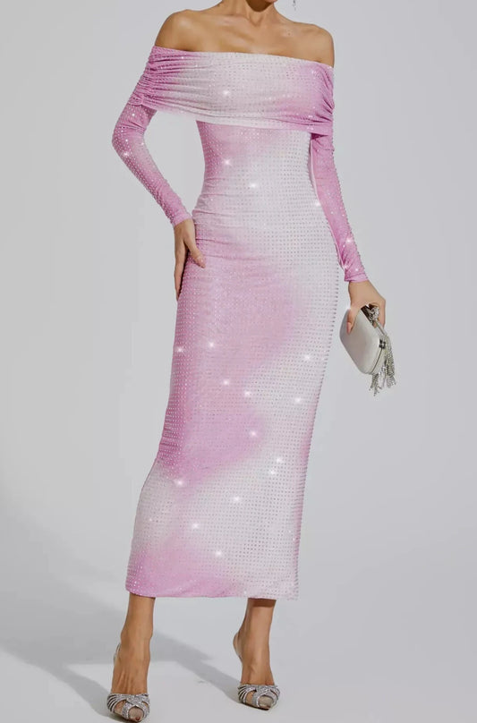 Pink Rhinestone evening dress