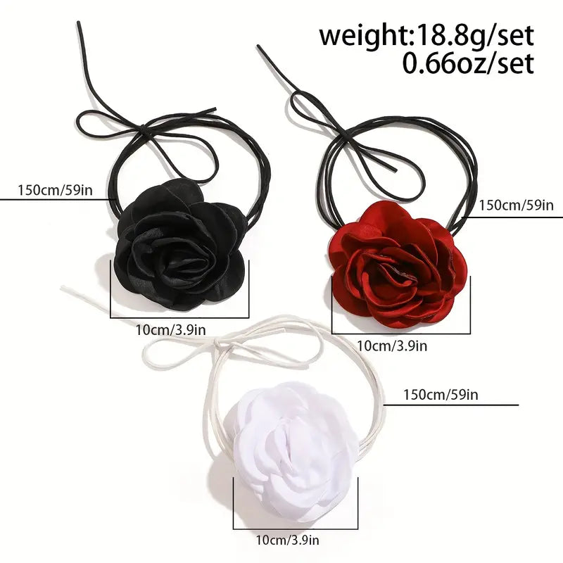 3 Pieces/ Flower Decor Choker Necklace