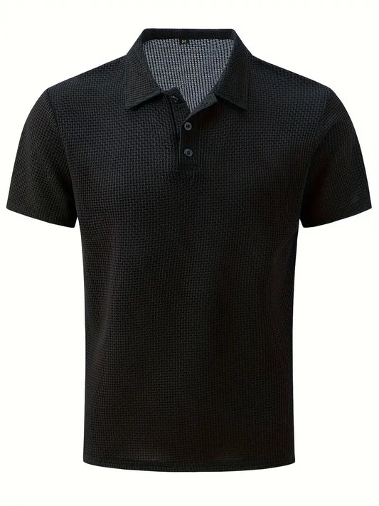 Mesh Comfy Men's Stretch Solid Short Sleeve Shirt