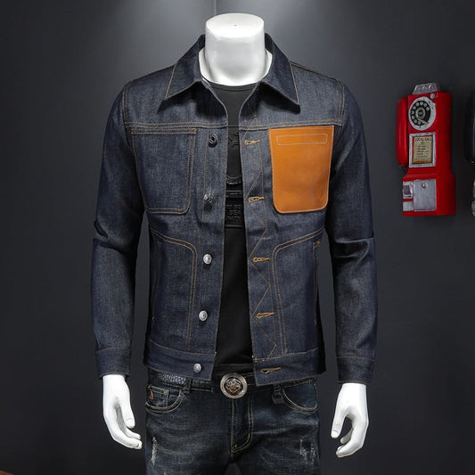 Original spiked denim jacket trendy men's denim jacket