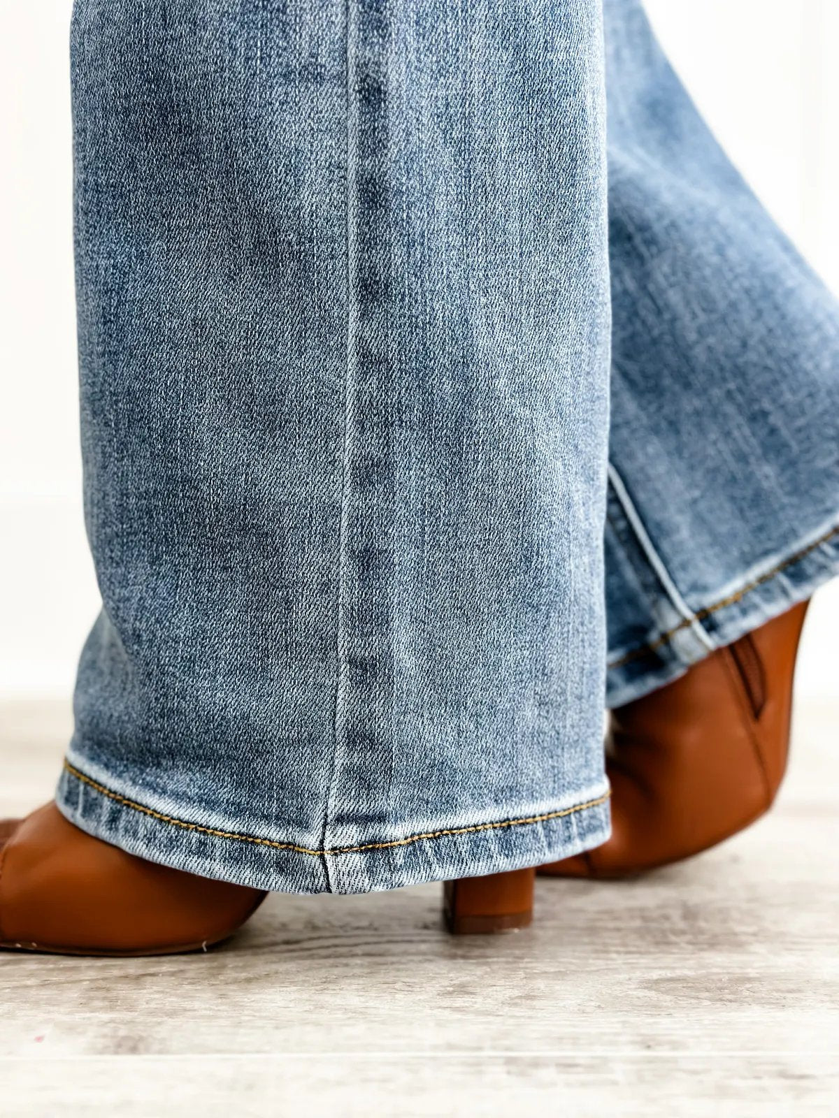 Mid Rise Button Fly Bootcut Jeans