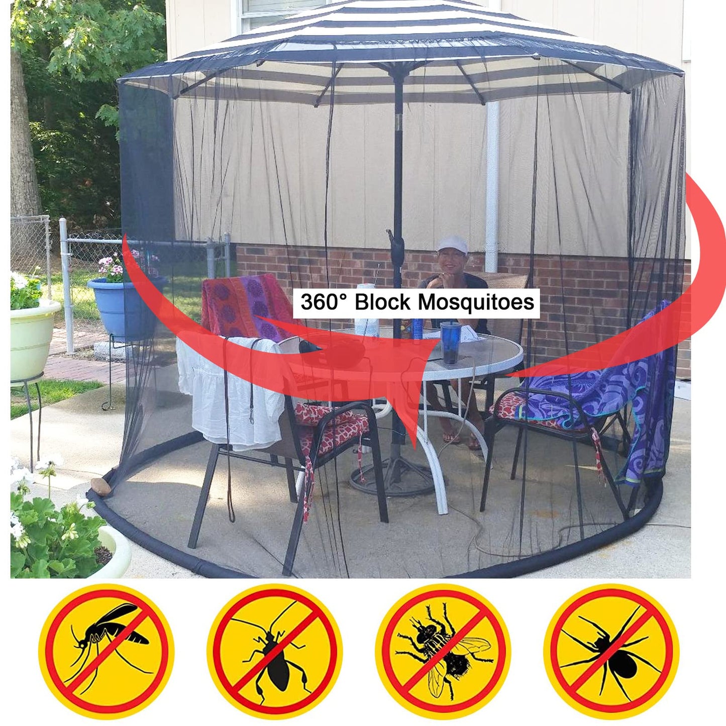 🔥SUMMER HOT SALE - 7.5-10 FT Patio Umbrella Mosquito Net