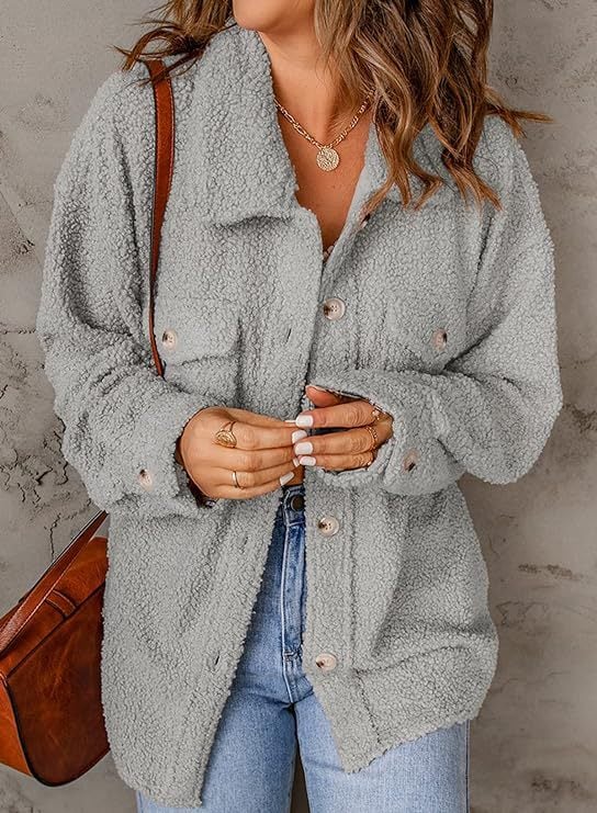 Women's Plus Size Teddy Fleece Long Casual Coat