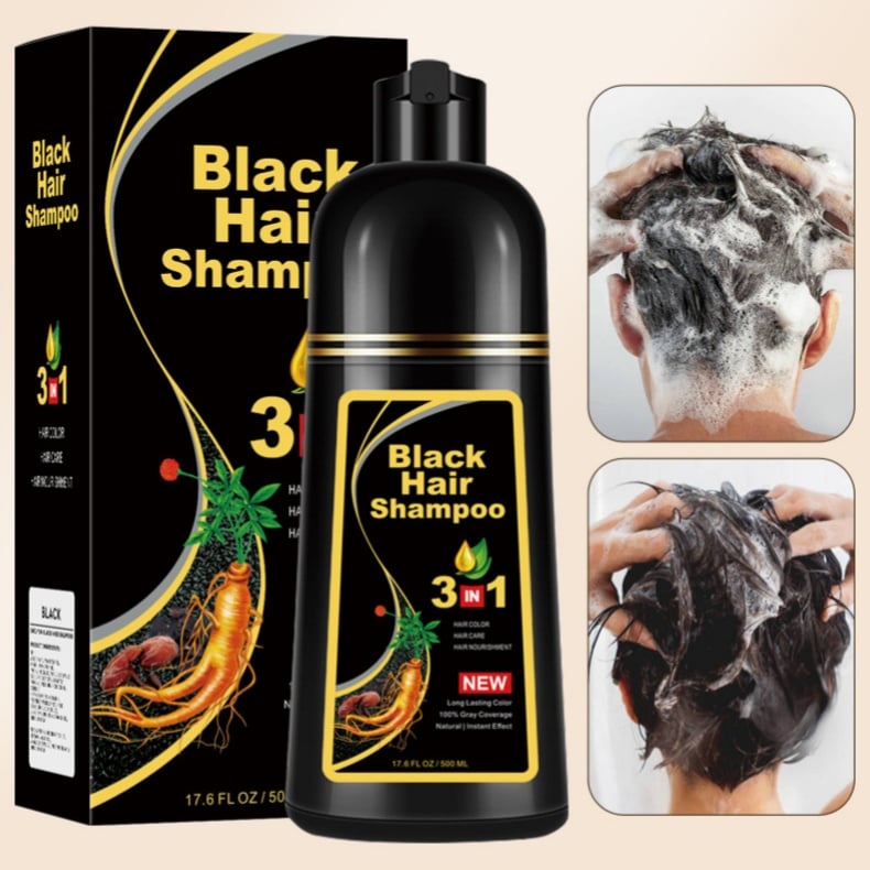 Black Hair DYE Shampoo 3 In 1 BUY 2 GET 1 FREE with Money Back Guarantee