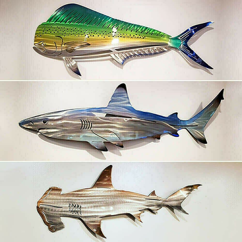 Metal Shark Art Wall Decor