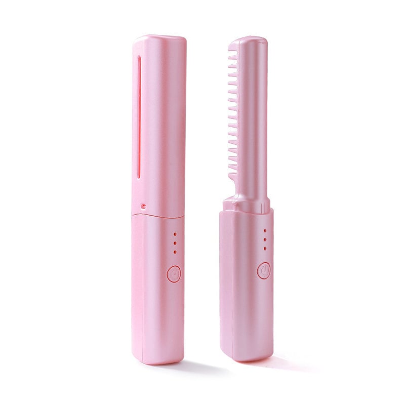 2 In 1 Portable Cordless Hair Straightener Brush Comb - Fast Heating Negative Ion Hair Care