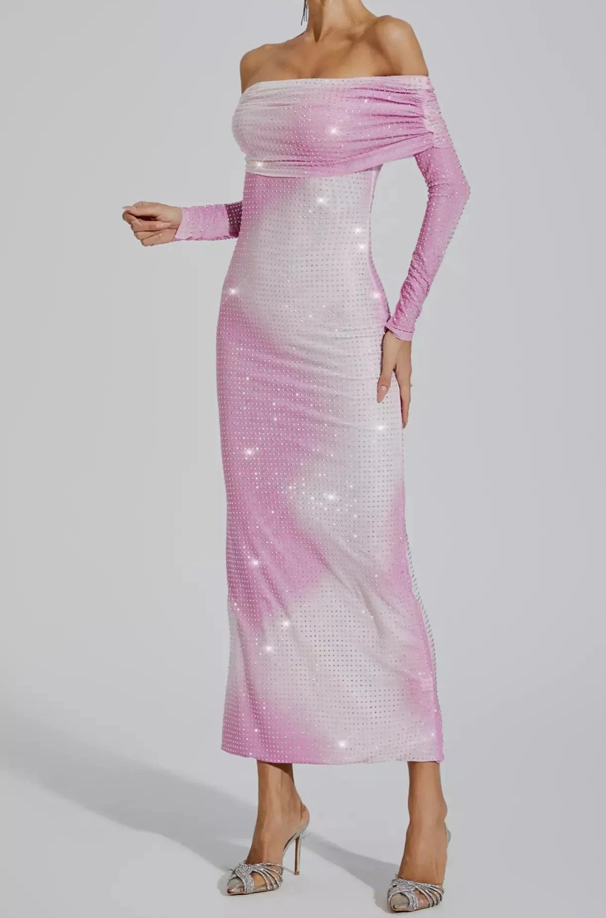 Pink Rhinestone evening dress