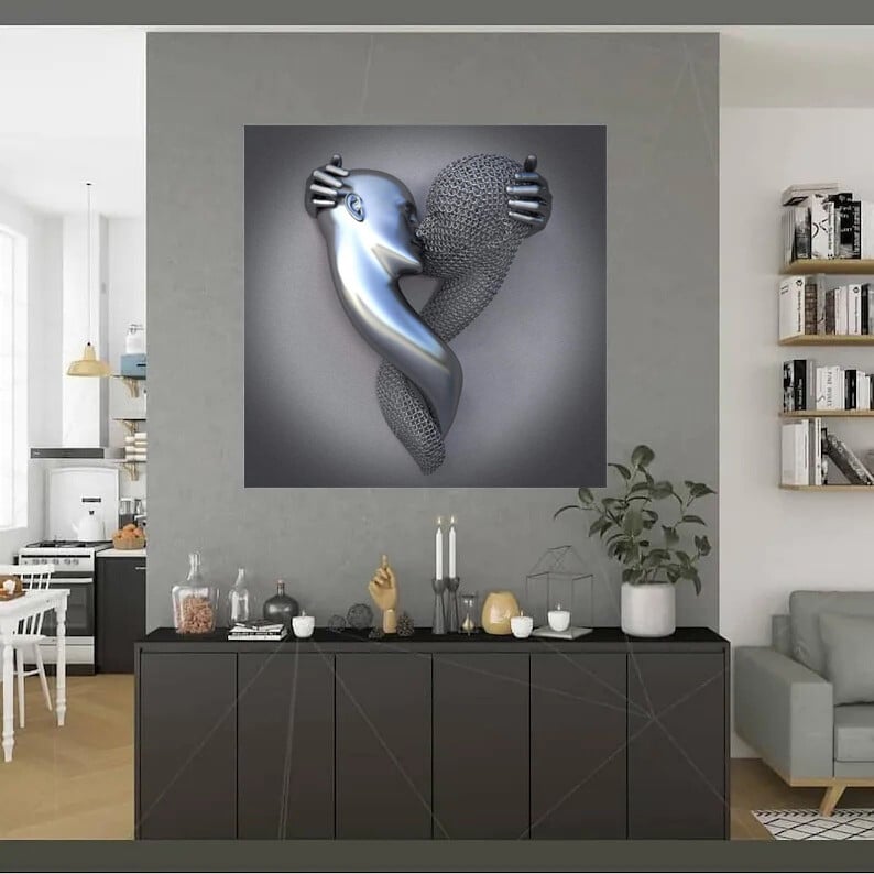 💞 Love Heart Gray-3D Art Wall