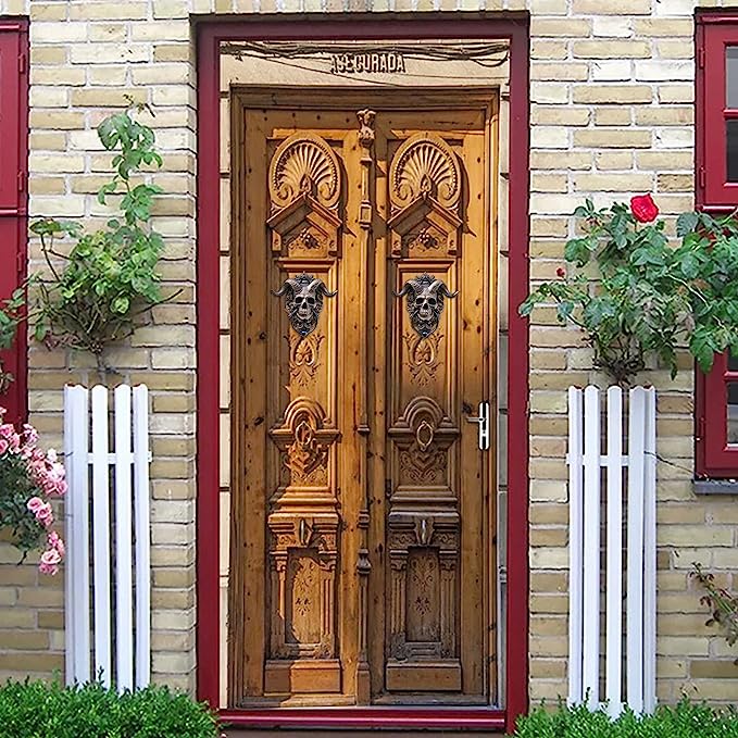 ☠️😈Horned Skull Statues Hanging Door Knocker