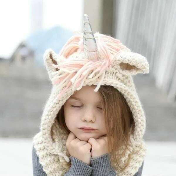 KNITTED UNICORN HATS WITH SCARF SET WINTER WINDPROOF