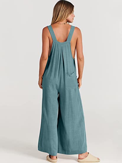 Plus Size Wide Leg Overalls Jumpsuit (Buy 2 Free Shipping)