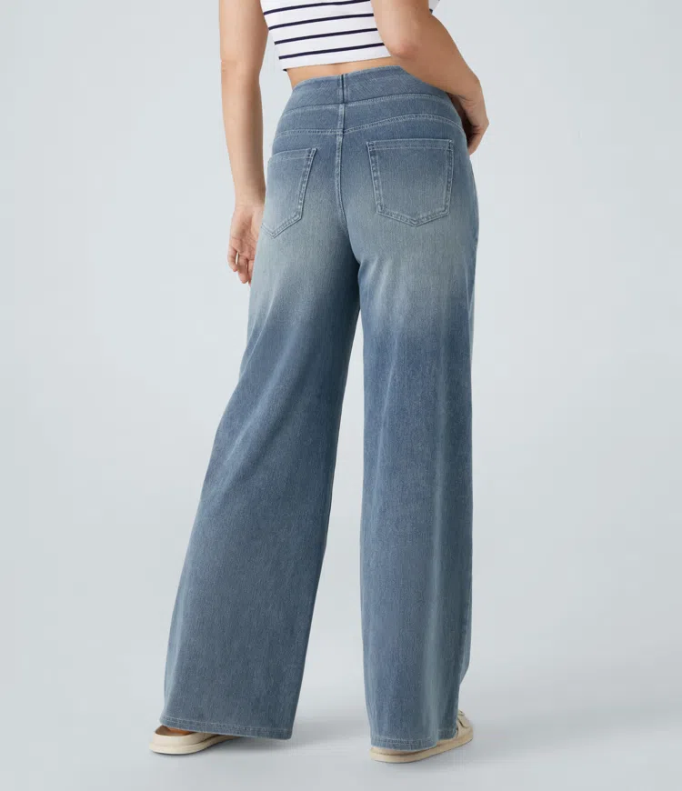 Super Stretch High-Waisted Wide Leg Jeans