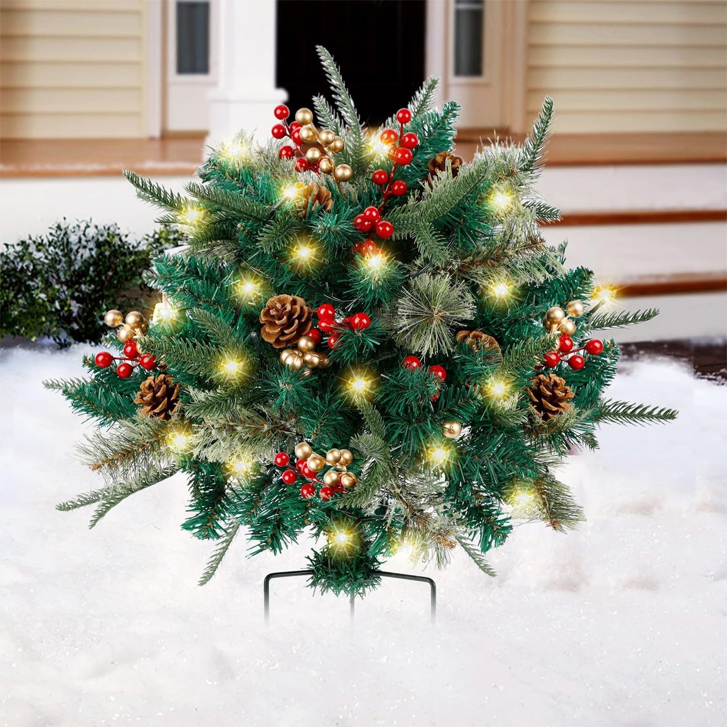 pre-lit artificial christmas tree feel real urn filler