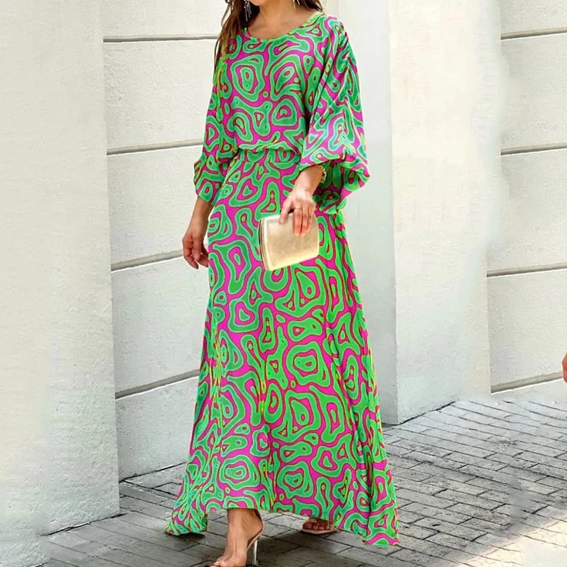 NolaTM Swirl Slit Sleeve Maxi Dress Set