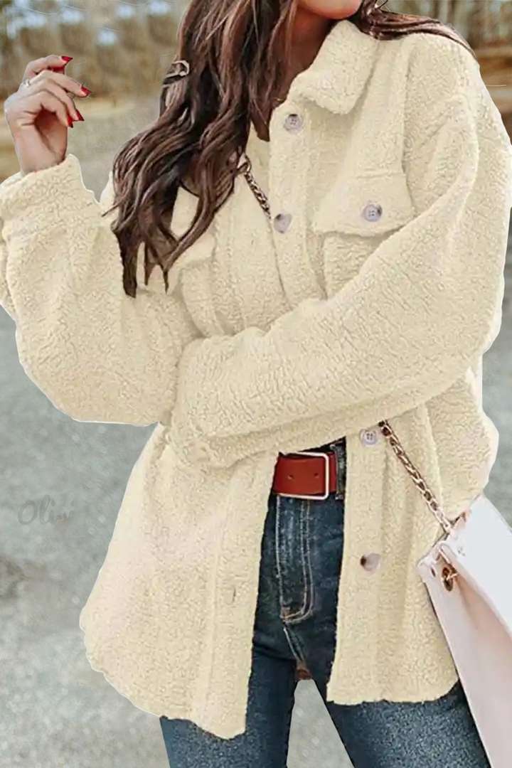 Women's Plus Size Teddy Fleece Long Casual Coat