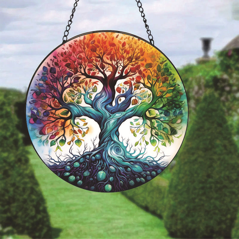 Acrylic wreath colorful disc pendant