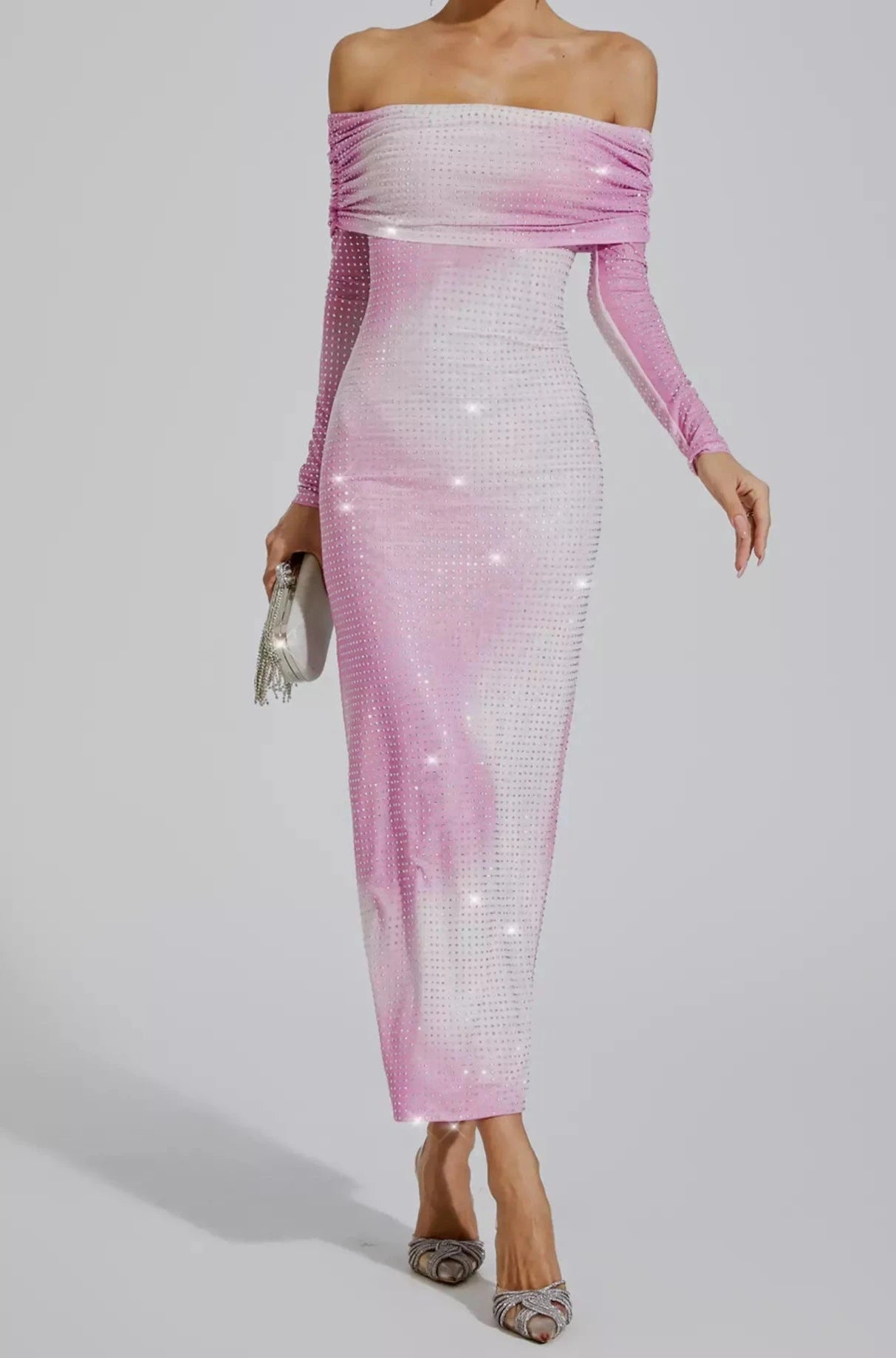 Pink Rhinestone evening dress