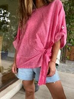 Solid Color Batwing Sleeve Loose Top