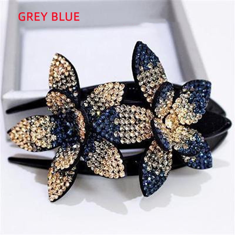 Rhinestone Double Flower Hair Clip