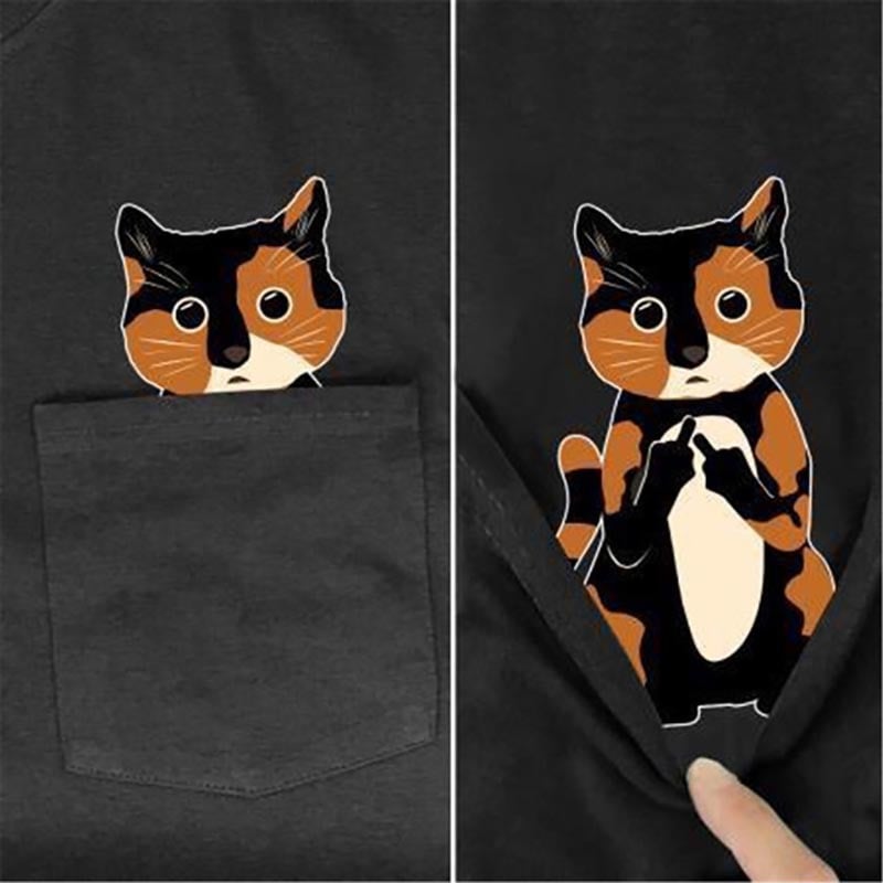 😾🖕Pocket Middle Finger Cat T-Shirt(Buy 2 Free Shipping)