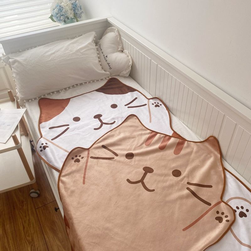 Cat Shaped Plush Flannel Blanket