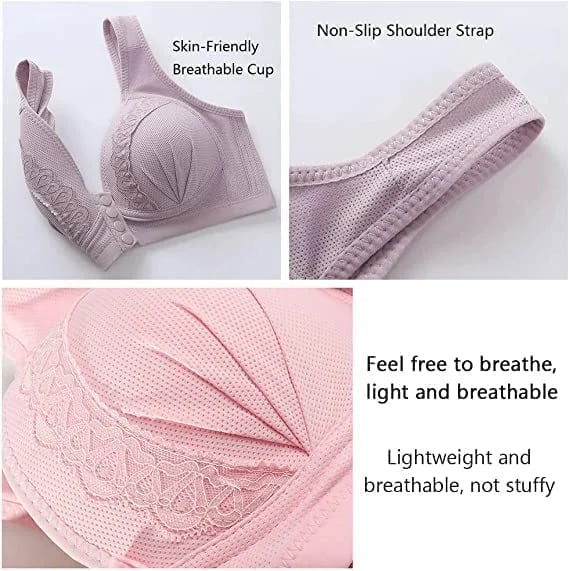 BUY 1 GET 2 FREE(Please add 3 pcs to cart)-2023 Front Button Breathable Skin-Friendly Cotton Bra