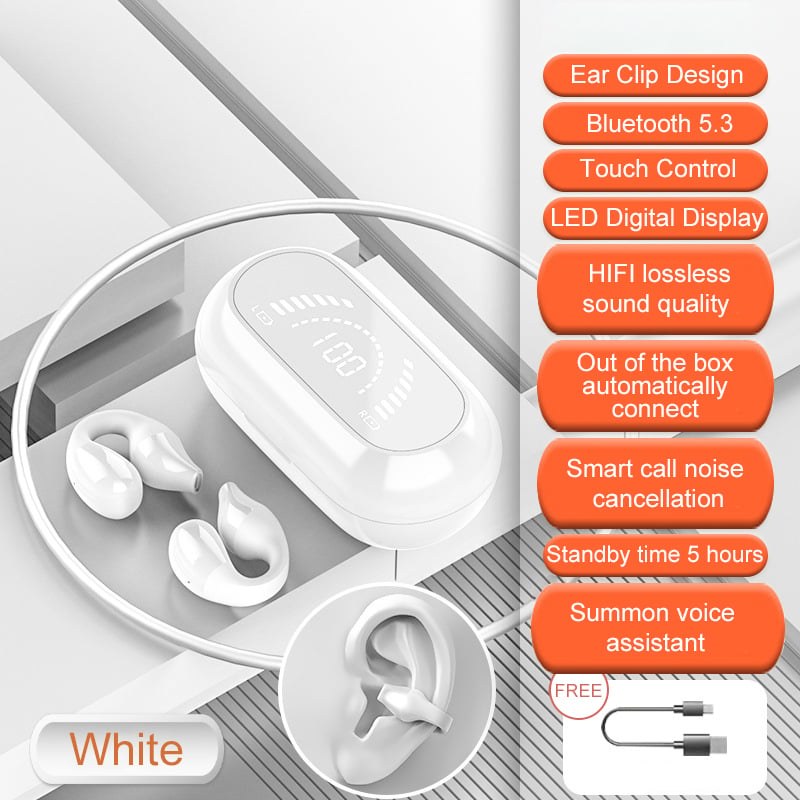 🎧 2024 Latest Version! Wireless Ear Clip Bone Conduction Headphones