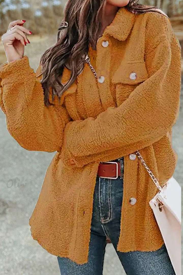 Women's Plus Size Teddy Fleece Long Casual Coat