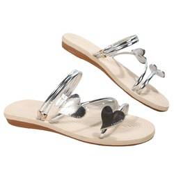 New women's sandals fashion open toe non-slip gold sandals for wearing outside heart shaped flat sandals