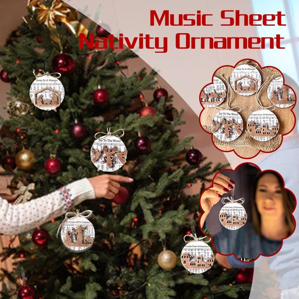 🔥Summer Hot Sale Promotion-49% OFF🎵-Music Sheet Nativity Ornament SVG