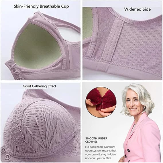 BUY 1 GET 2 FREE(Please add 3 pcs to cart)-2023 Front Button Breathable Skin-Friendly Cotton Bra