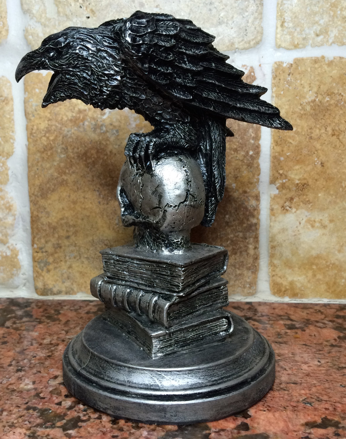 Gothic hand painted raven statue